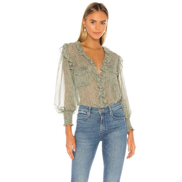 Misa Sacha Top in Green Banana Leaf size XS - Picture 1 of 6